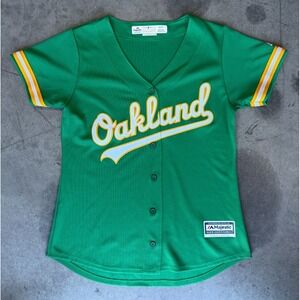 Womens Sz Small Oakland A's Green MAJESTIC Coolbase Jersey